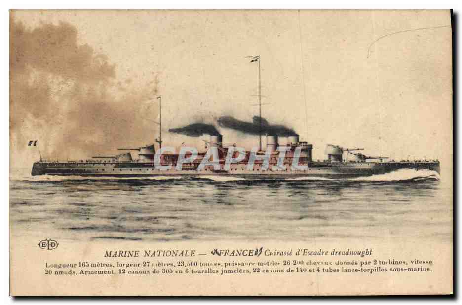 CPA Bateau de guerre France Cuirasse d'escadre Dreadnought