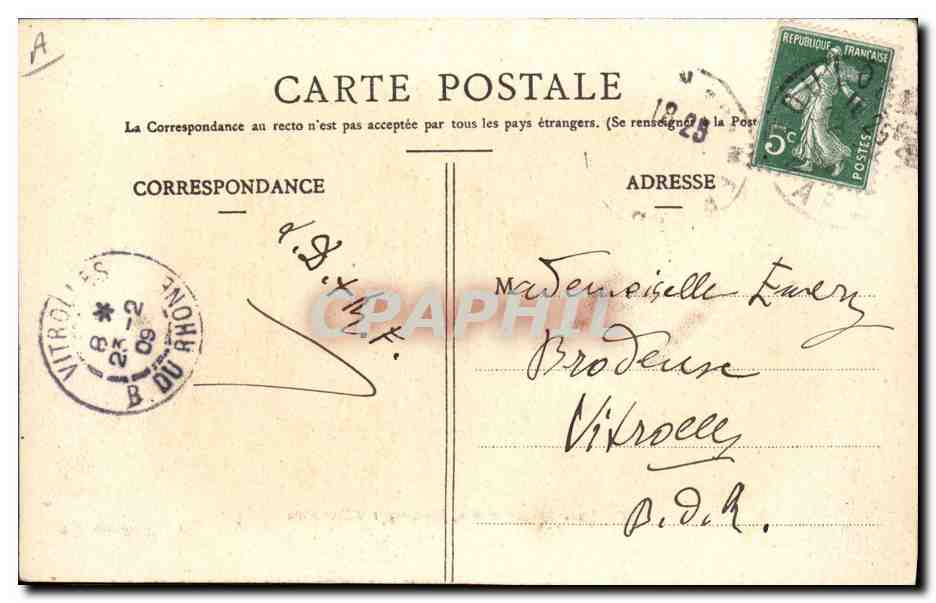 CPA Bateau de guerre La Flamberge Destroyer d'escadre — Verso