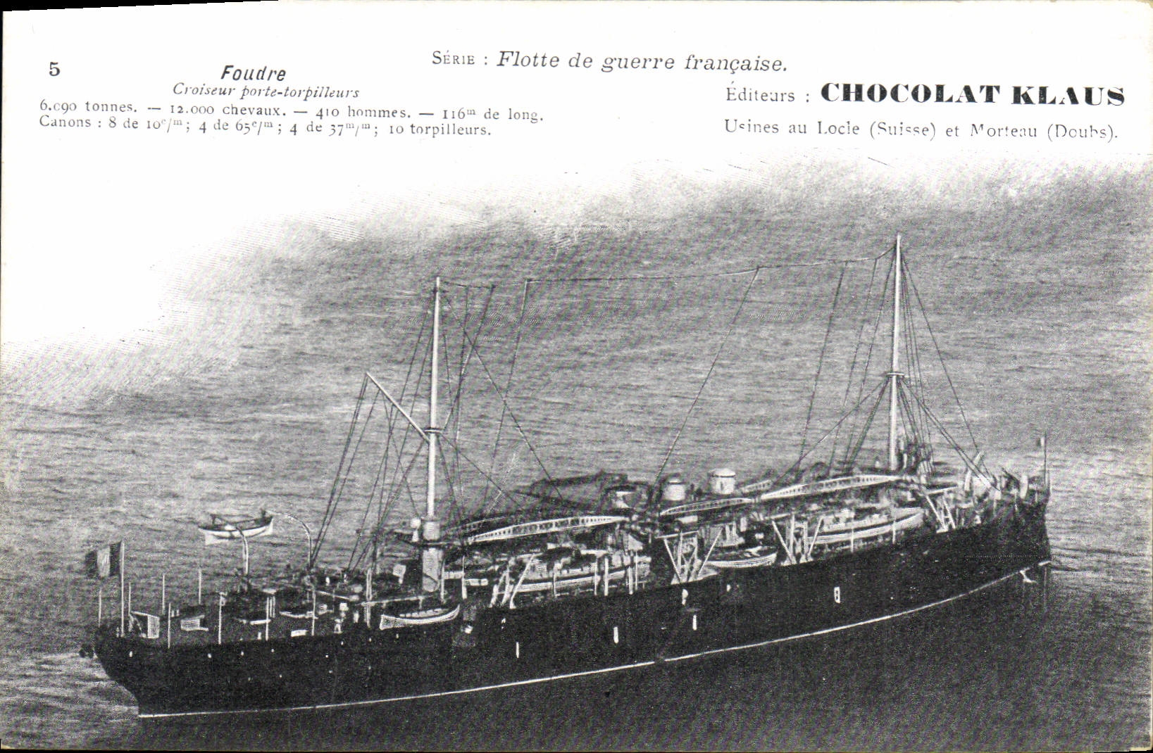 Foudre — Croiseur porte-torpilleurs — Éditeurs CHOCOLAT KLAUS