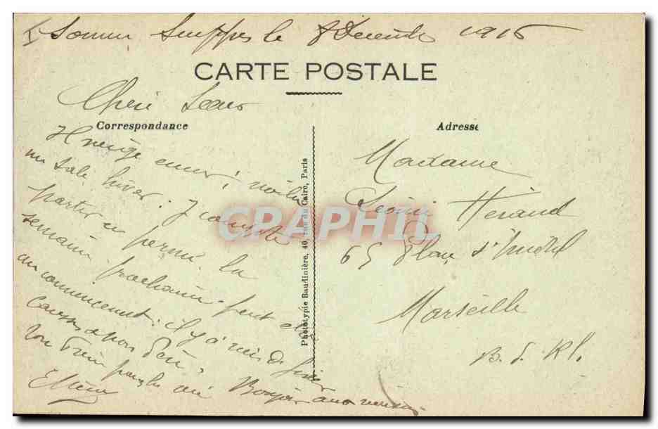 Sippes — La Iglesia y la Carretera — En Champagne, 1914-16 — Reverso