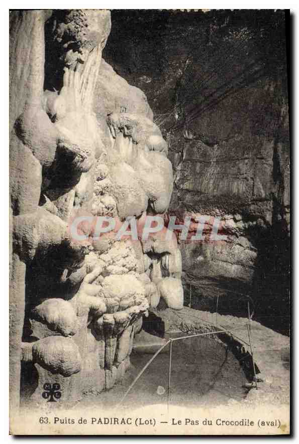 CPA Grotte Grottes Puits de Padirac Le pas du crocodile Aval
