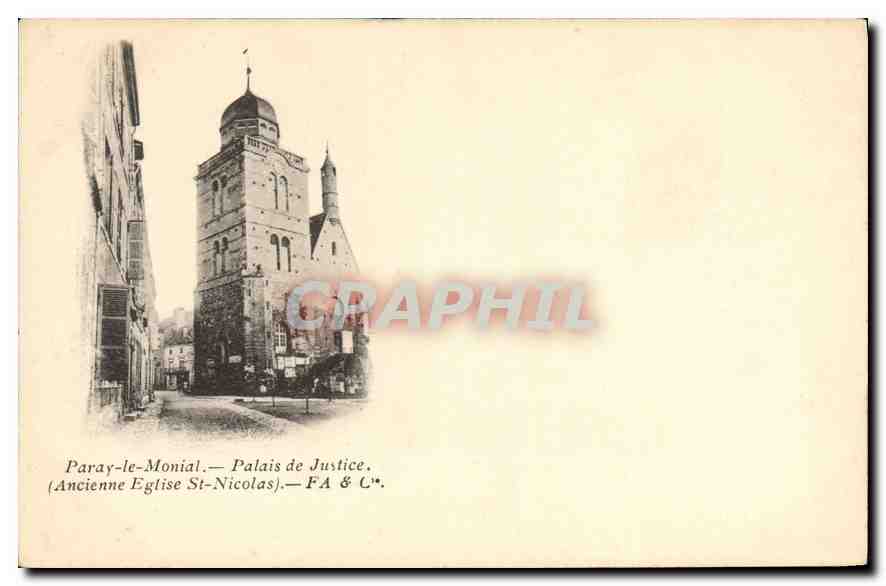 CPA Paray le Monial Palais de Justice Ancienne eglise ST Nicolas 