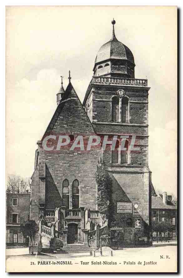 CPA Paray le Monial Tour Saint Nicolas Palais de Justice 