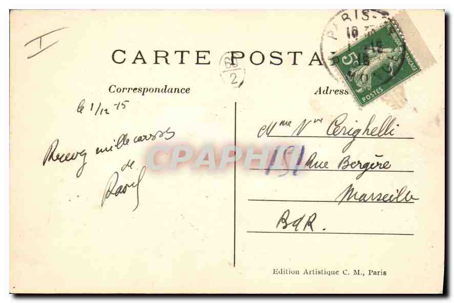 CPA Paris Le Pont ST Michel et le Palais de Justice 1316  — Verso