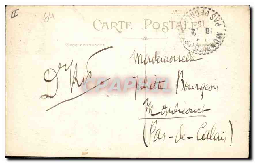 CPA Pau L'Eglise Saint Jacques et le Palais de Justice  — Verso
