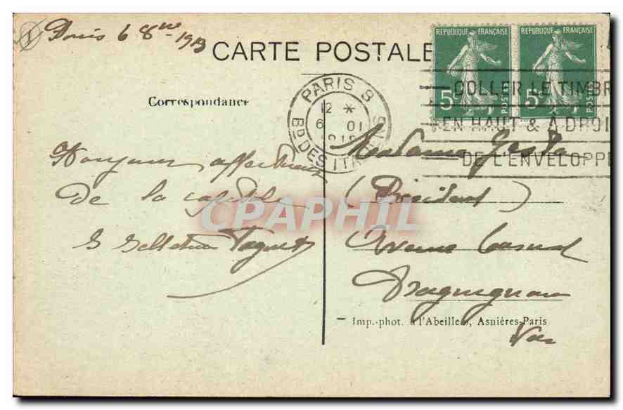 CPA Paris Grille d'Honneur du Palais de Justice  — Verso