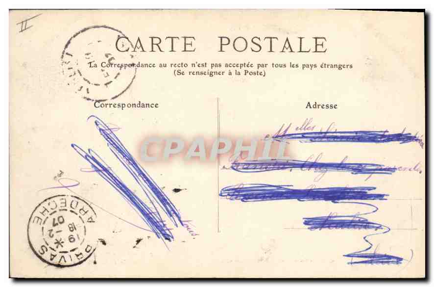 CPA Privas Le Palais de Justice et la Fontaine L'ardeche pittoresque  — Verso