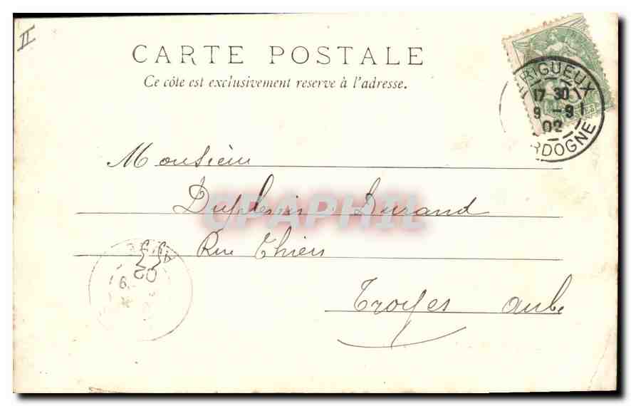CPA Perigueux Palais de Justice  — Verso