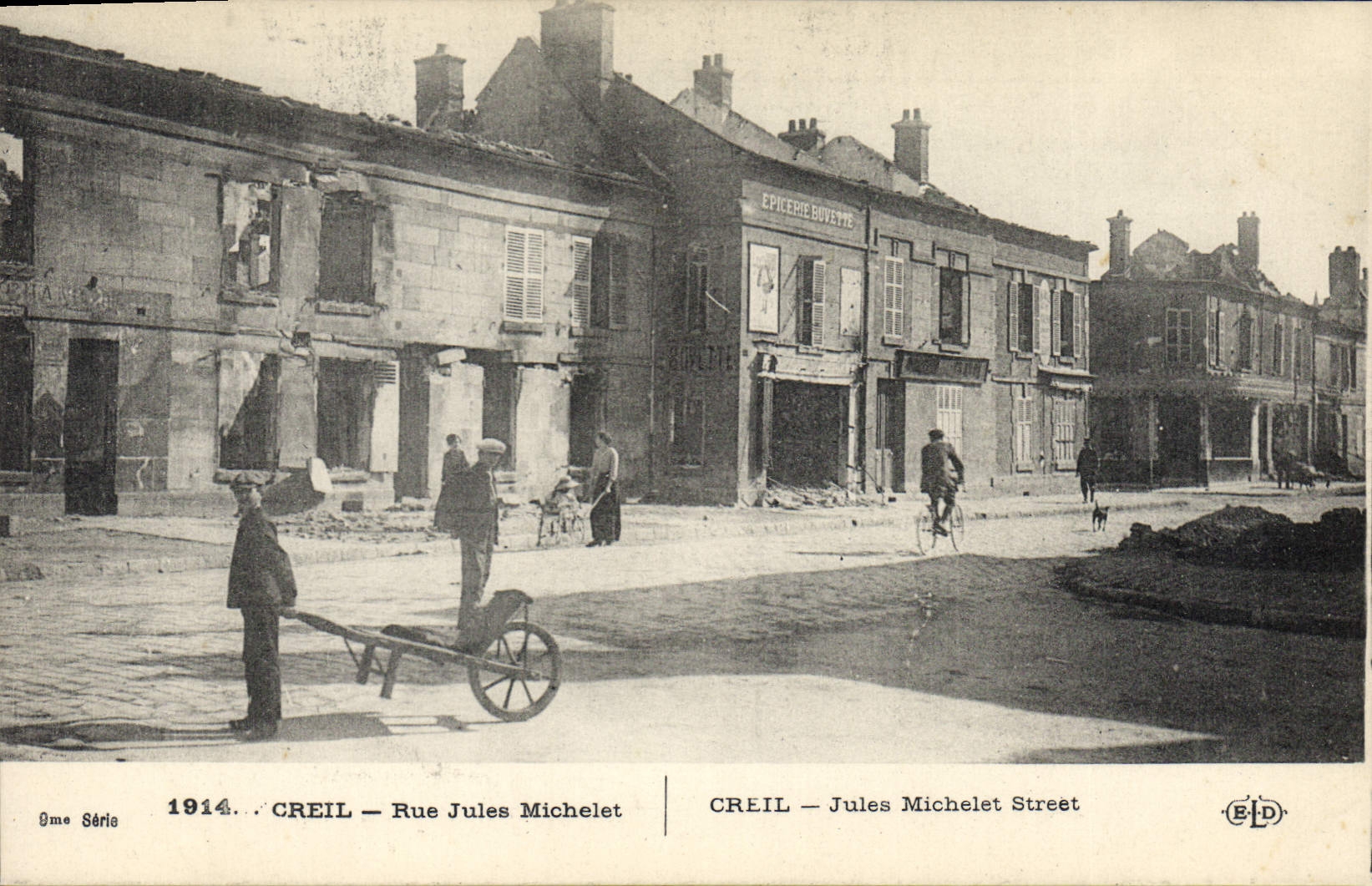 CREIL — Rue Jules Michelet — Épicerie Bouvette — Éditeur ELD, Série 1914