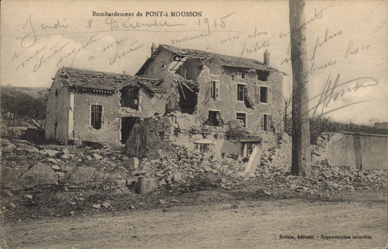 BombardeMENT van PONT-À MOUSSON — 8 december 1915 — Roisin, uitgever