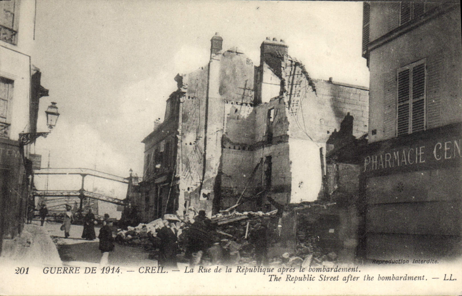 Creil — Rue de la République après le bombardement — LL, n°201
