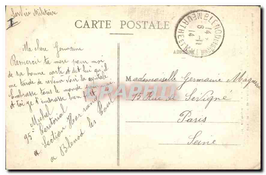 Nancy — Bombardement des 9-10 Septembre 1914 — Imprimeries Réunies de Nancy — Verso