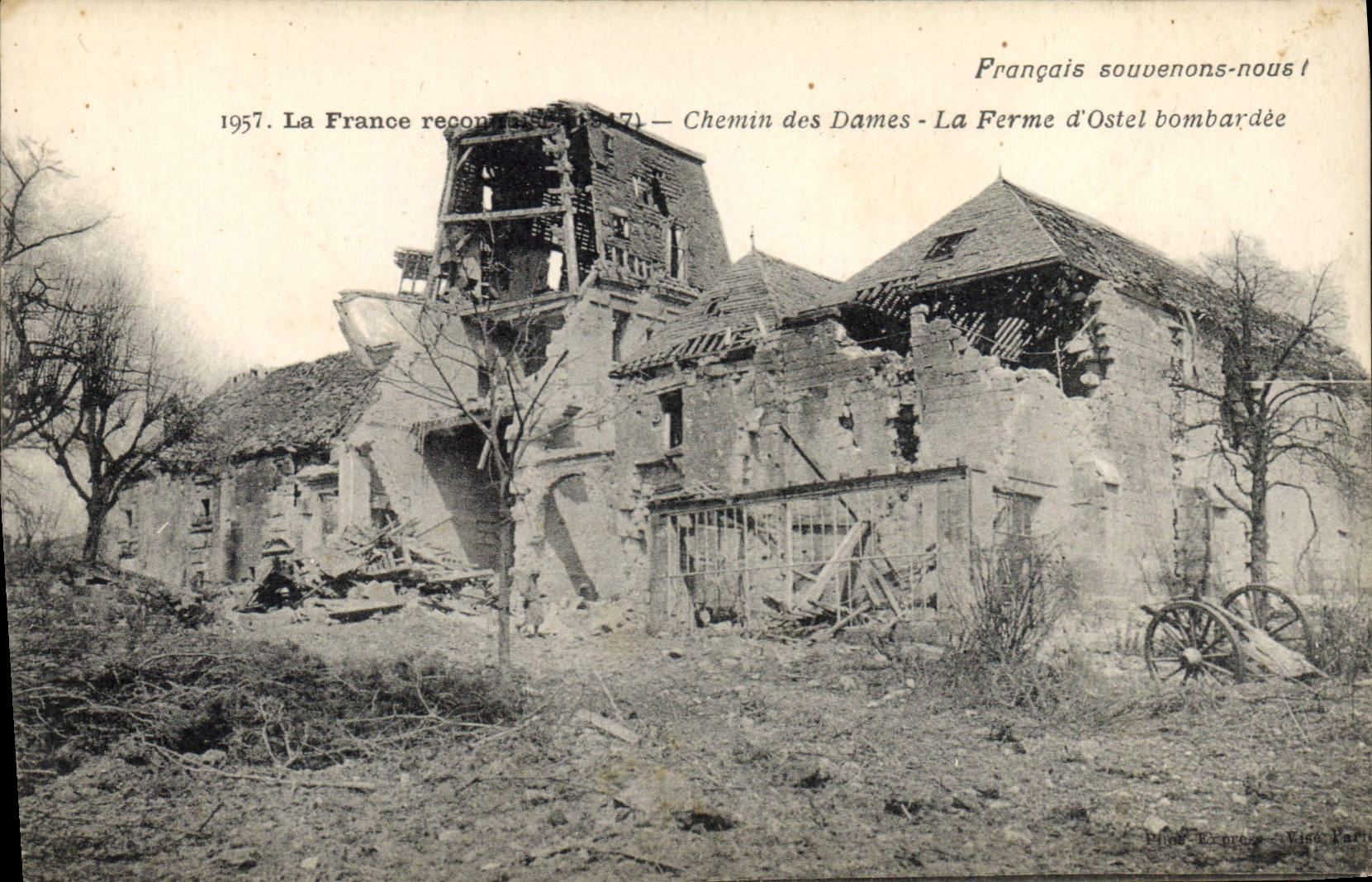 Camino de las Damas - La Granja de Ostel bombardeada — 1957, edición Fototipia Baudinée