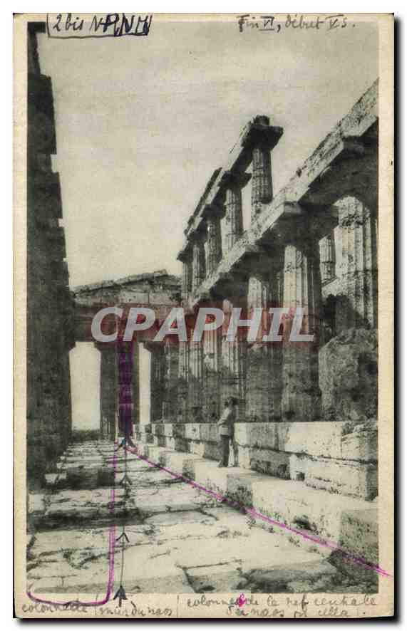 Temple de Pesto — colonnade de la nef centrale — éditeur NPNH, n° 28bis