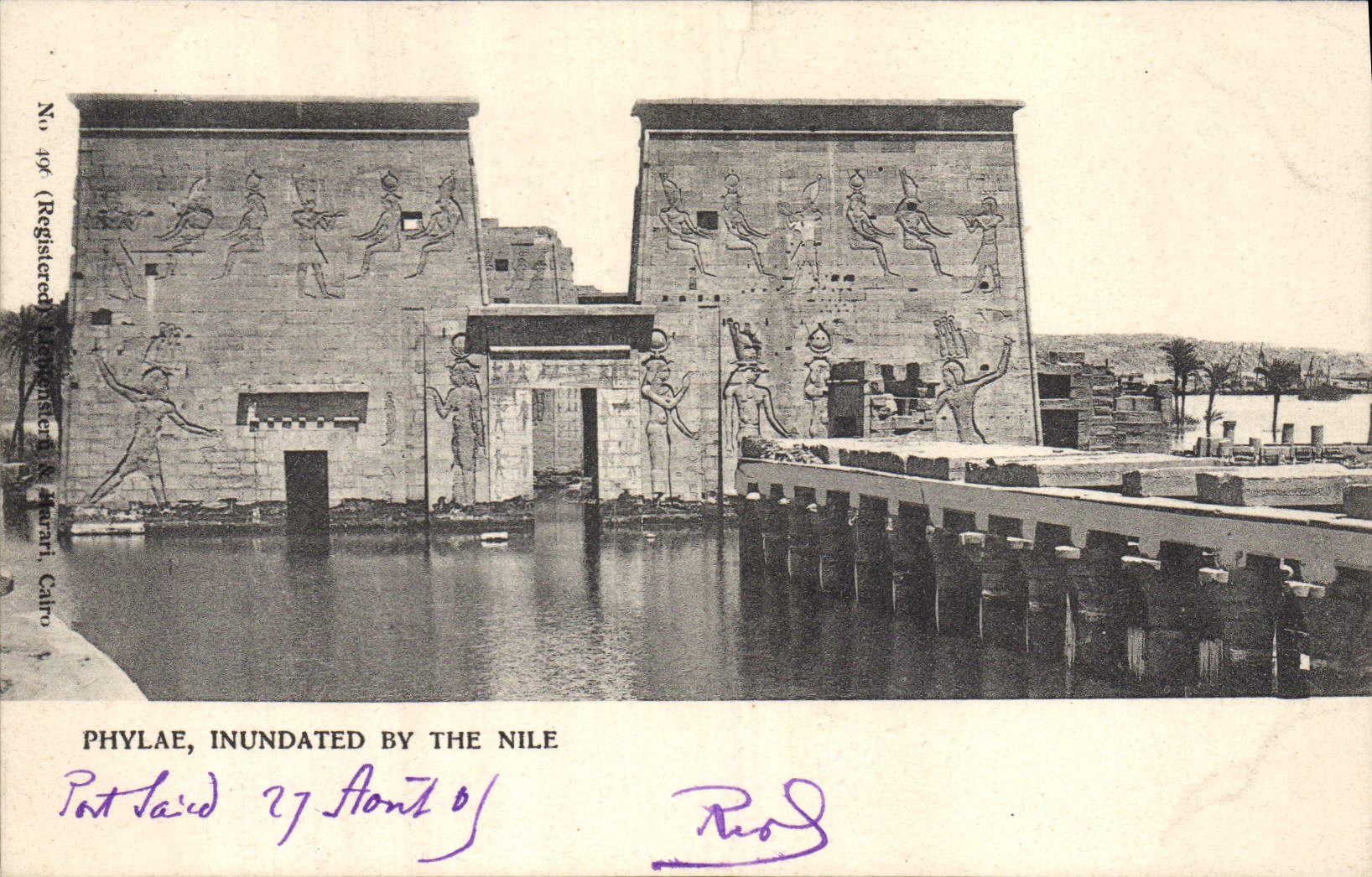 Phylae, inondée par le Nil — Éditeur : Registered & Co., Caire, n° 494