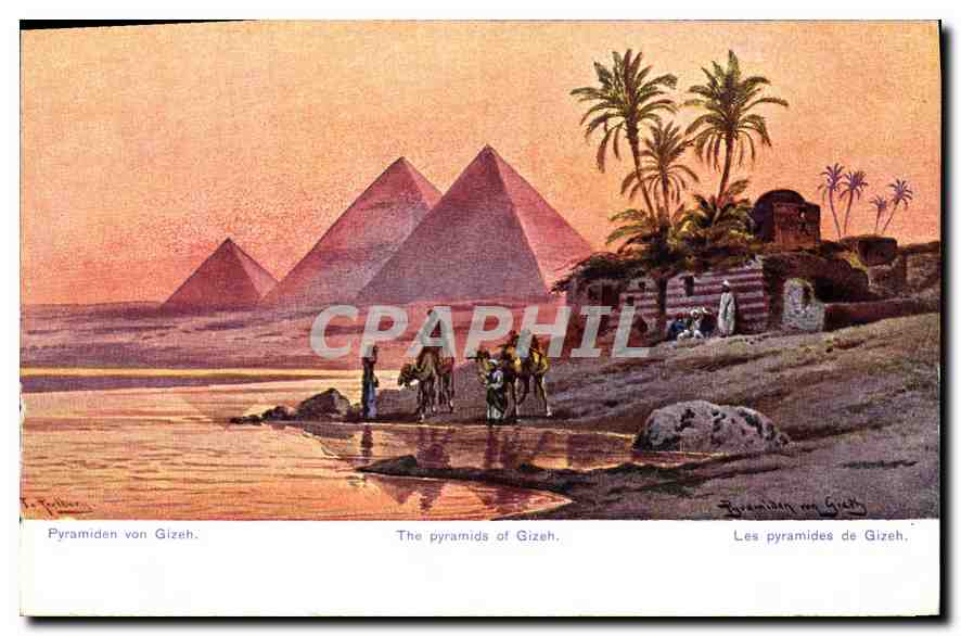 Les pyramides de Gizeh — vue au crépuscule — série 612, édition allemande