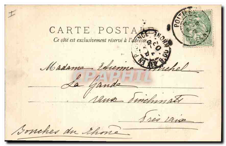 CPA Palais de Justice Poitiers Tour Monbergeon — Verso