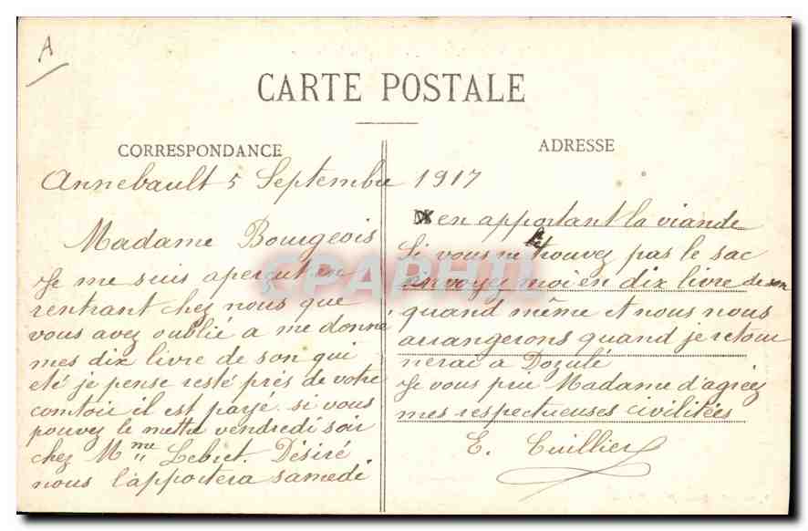 CPA Palais de Justice Pont L'Eveque — Verso