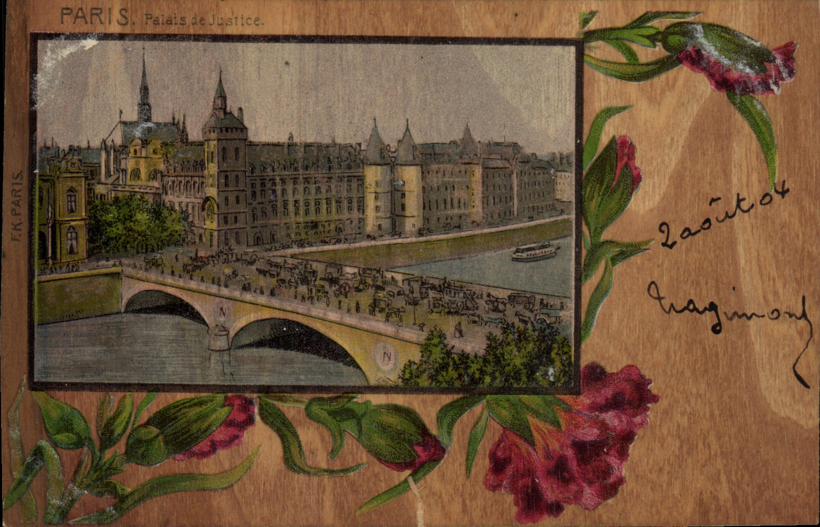 Paris. Palais de Justice — vue du pont et de la Seine — éditeur F.K. Paris