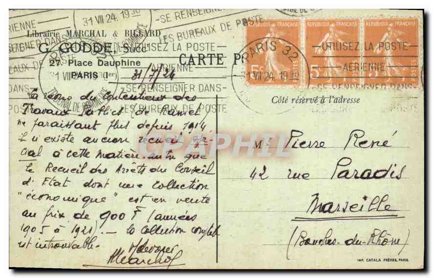 CPA Palais de Justice Paris — Verso