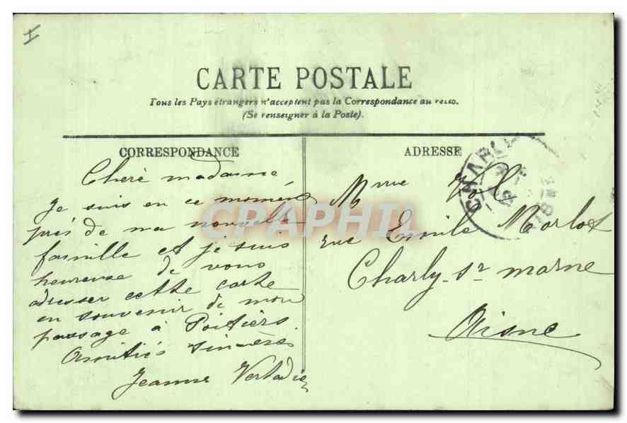 CPA Palais de Justice Poitiers La Tour Maubergeon — Verso