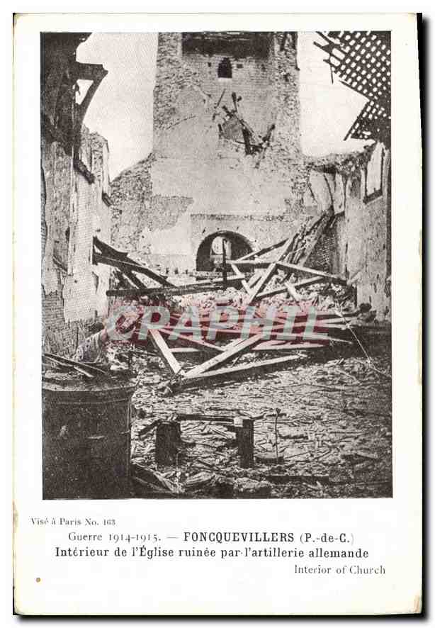 CPA Militaria Foncquevillers Interieur de l'eglise ruinee par l'artillerie allemande