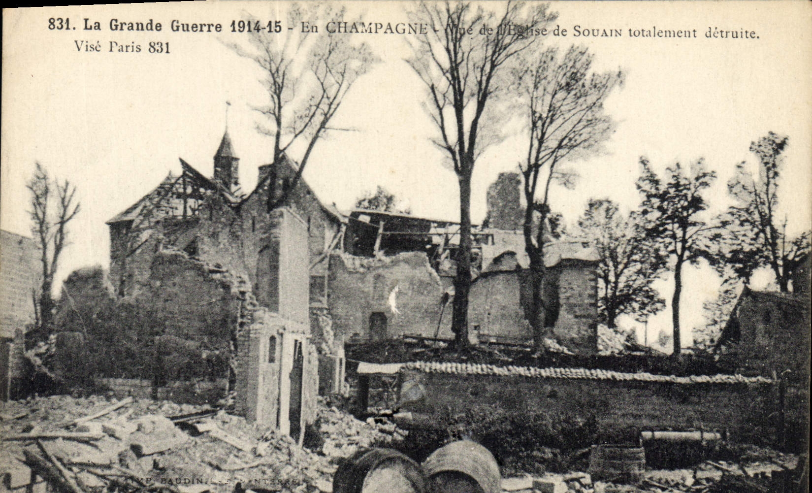 Église de Souain — Champagne — Détails de la destruction après la Grande Guerre 1914-15 — Visé Paris 831