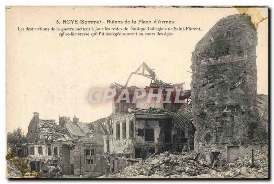 Roye (Somme) - Ruines de la Place d'Armes — église-forteresse Saint-Florent
