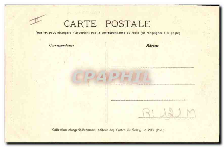 CPA Folklore Le Velay Type du vieux paysan rase de la Haute Loire  — Verso