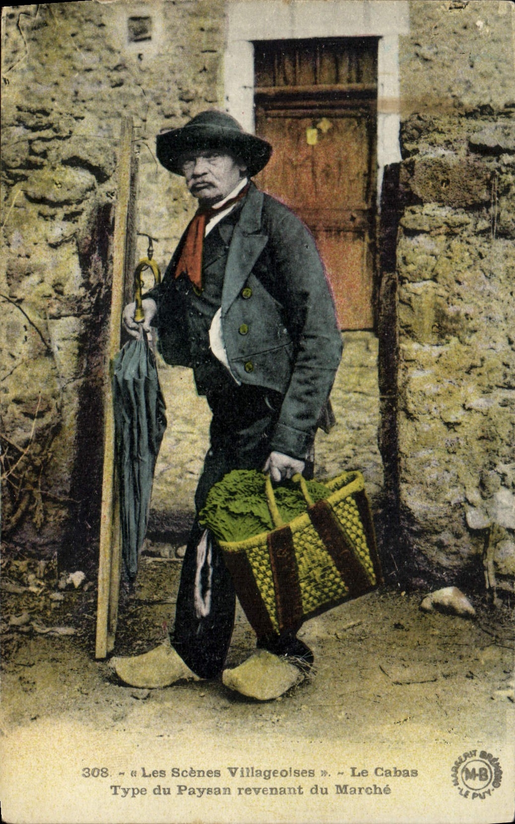CPA Folklore Le Cabas Type du paysan revenant du marche