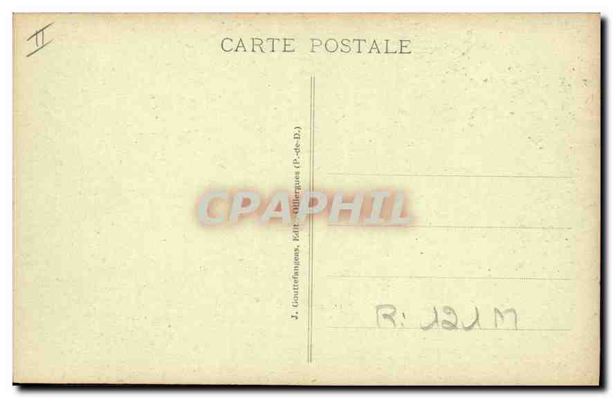 CPA Folklore Auvergne Riche costume auvergnat Coiffure a l'ombrage — Verso