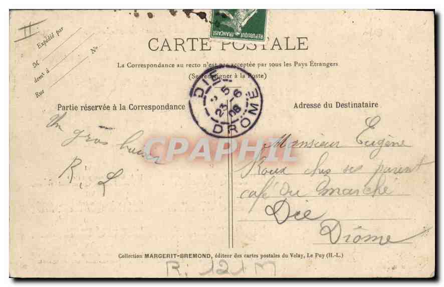 CPA Folklore Le Velay Mous Esclos — Verso