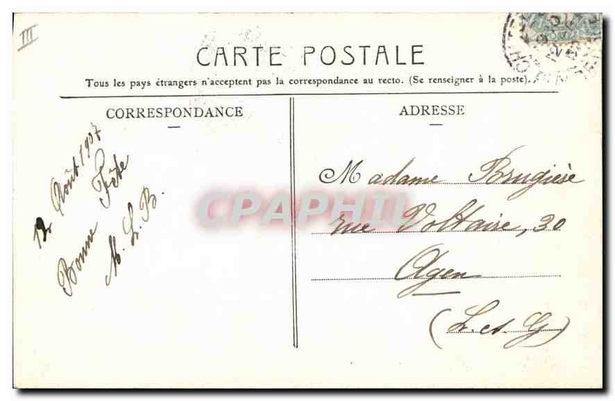 CPA Folklore Auvergne Hirondelles — Verso