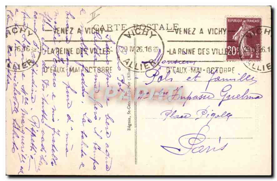 CPA Folklore Declaration d'amour Auvergne — Verso