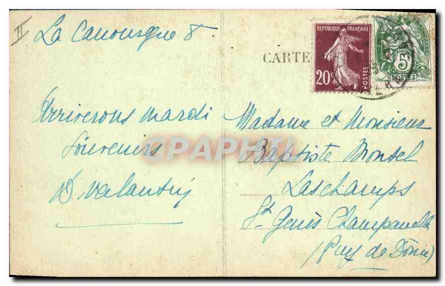 CPA Folklore Auvergne La bourree Vis a vis — Verso