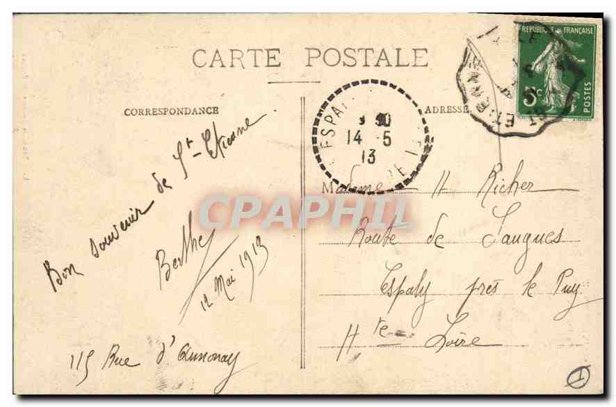 CPA Prefecture Saint Etienne — Verso