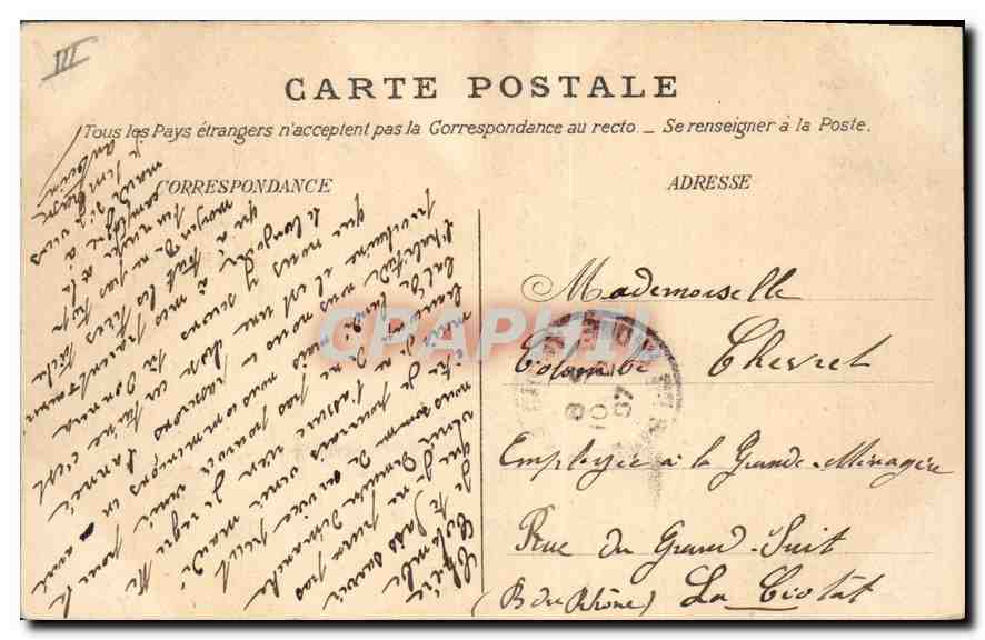 CPA Toulon Sous Prefecture  — Verso