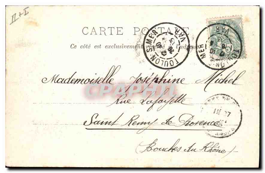CPA Toulon Sous Prefecture  — Verso