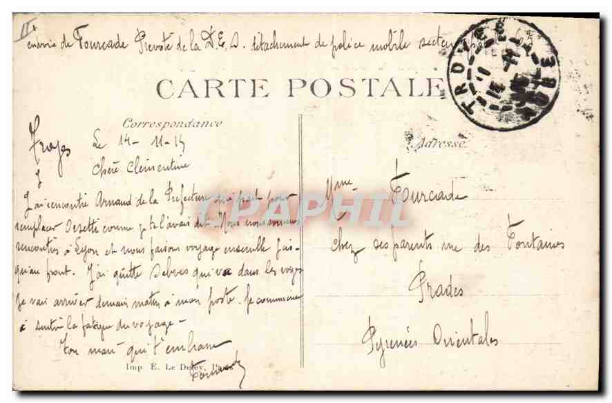 CPA Troyes Prefecture  — Verso