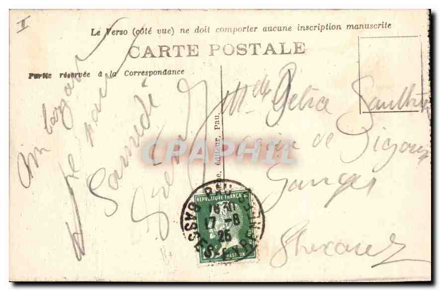 CPA Pau L'eglise St Jacques et le Palais de Justice  — Verso