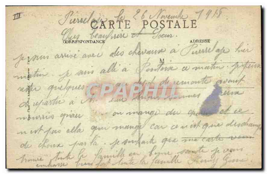 CPA Palais de Justice Pontoise — Verso