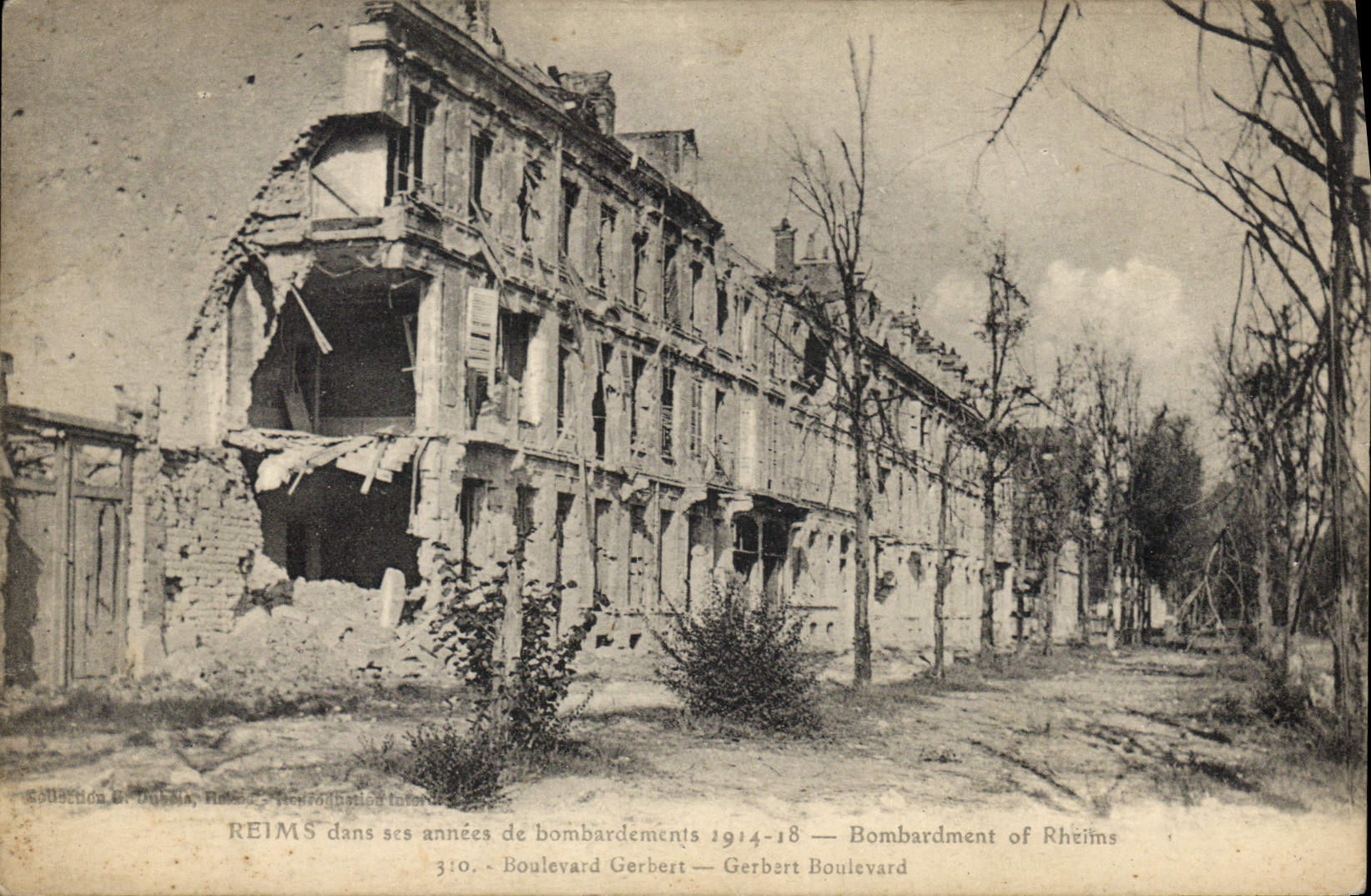 Reims dans ses années de bombardements 1914-18 — Boulevard Gerbert