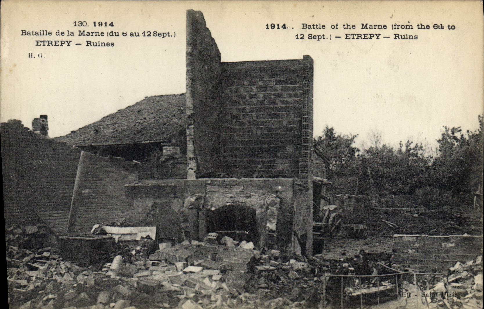 EtrepY — Ruines — Battle of the Marne (from the 6th to 12 Sept.) — H.G. — n°130