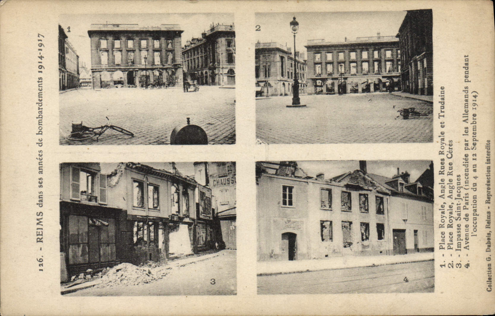 Reims - Dégâts causés par les bombardements 1914-1917 — Collection G. Dubois
