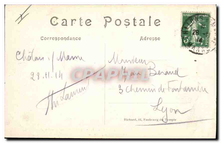 CPA Militaria Guerre de 1914 La cathedrale de Reims apres le bombardement par les Allemands  — Rückseite