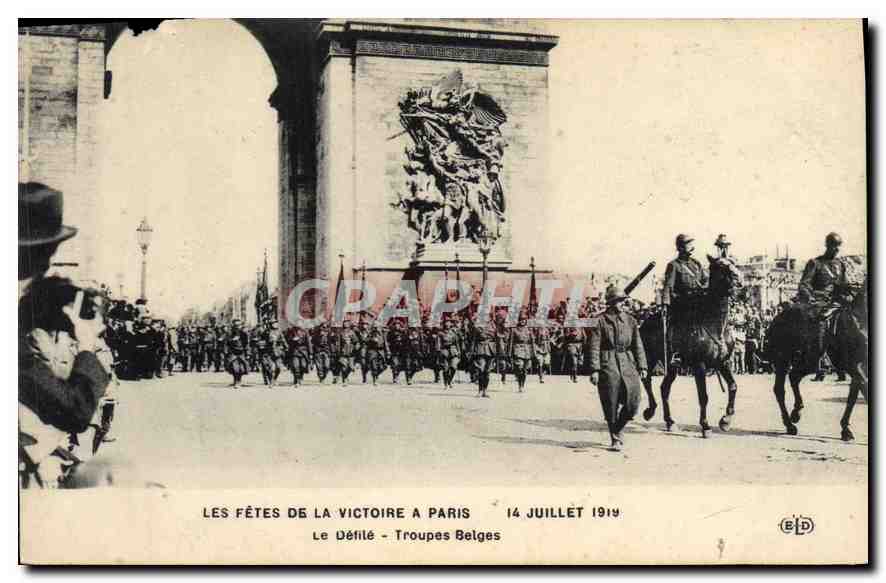 Les Fêtes de la Victoire à Paris — 14 juillet 1919 — Défilé des troupes belges — Éditeur EBP