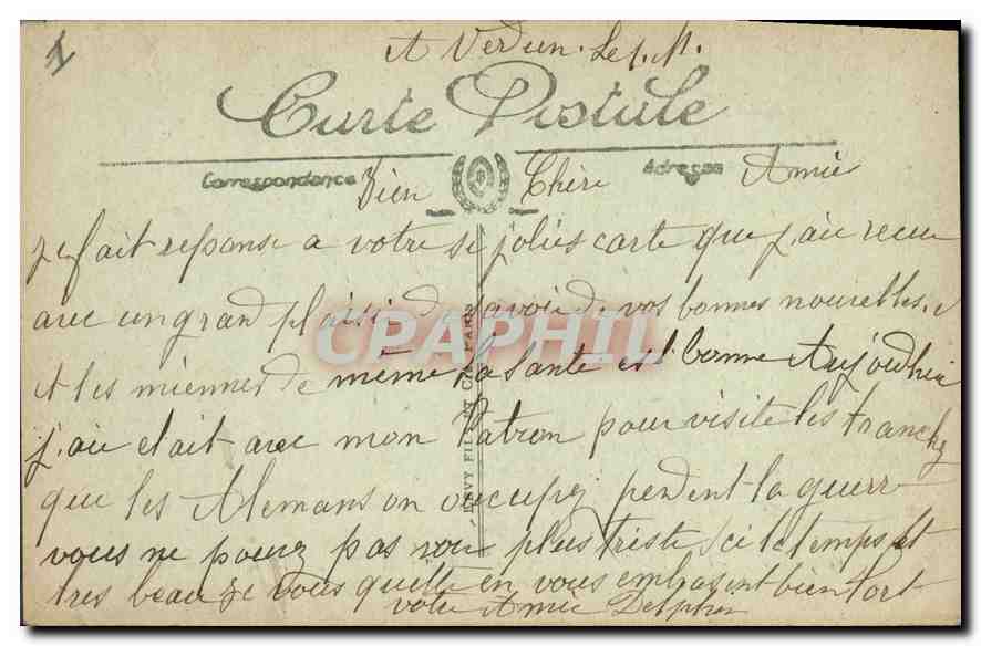 Les Ruines de la Grande Guerre — Verdun. La Cathédrale, façade Nord-Ouest — Vini Parla n°519 — Achterkant