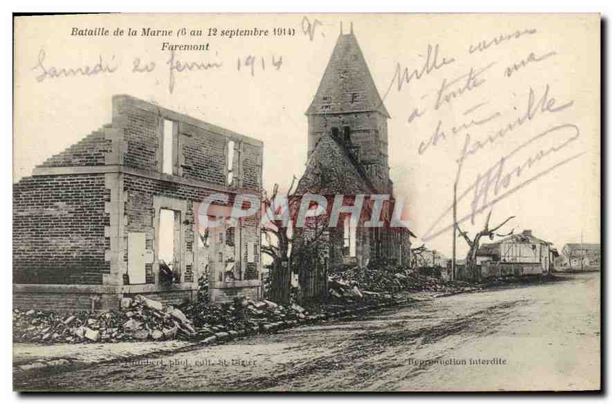 Bataille de la Marne (6 au 12 septembre 1914) — Farenmont — phot. coll. St-Bizier