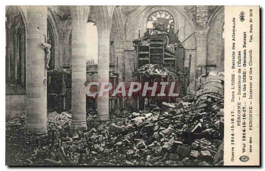 Intérieur de l'église de Loise — Ruines après la guerre — Éditeur Viêt, Paris N° 1579
