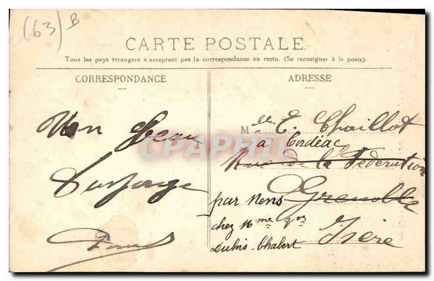 CPA Folklore Fileuse et jeunne paysanne d'Auvergne  — Verso